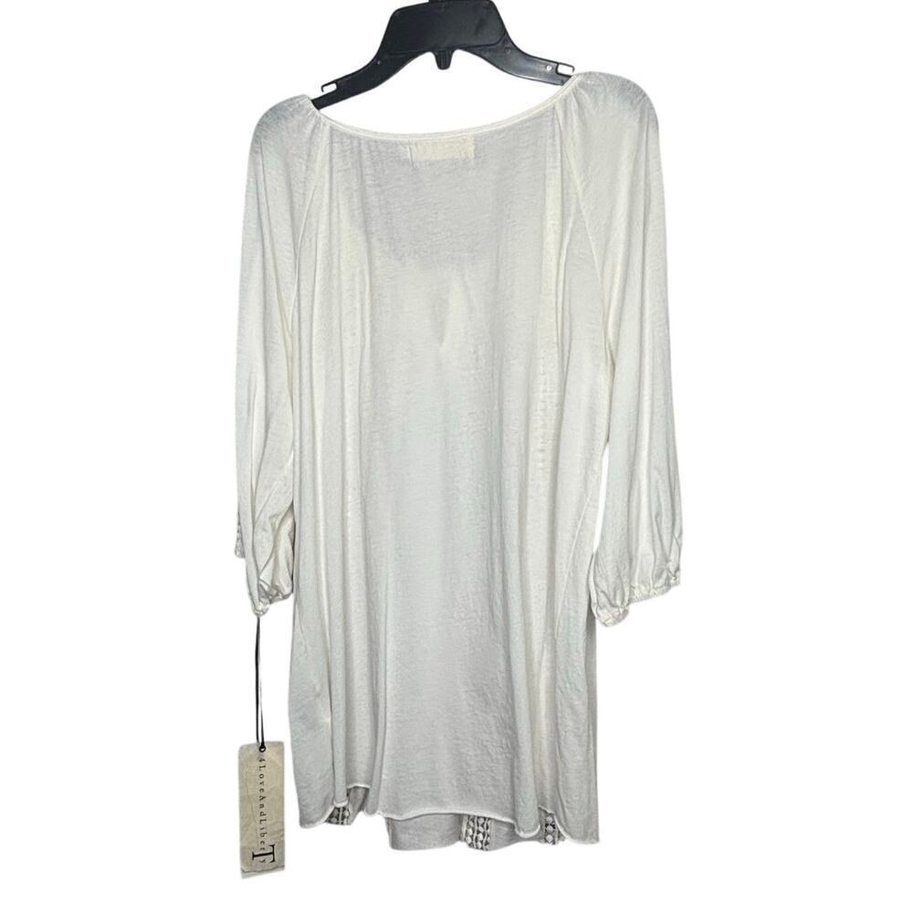 For Love & Liberty Johnny Was Lace Antique White Spliced Tee Shirt Small New - Picture 2 of 9